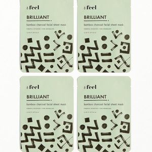 (4) Feel Brilliant Bamboo Charcoal Sheet Masks